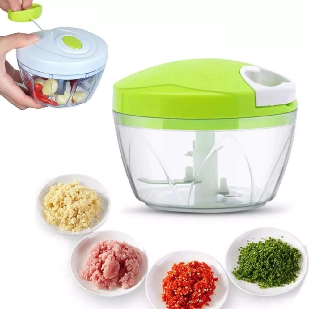TRITURADOR PROCESSADOR ALIMENTOS MOEDOR MANUAL ALHO CEBOLA TEMPEROS MINI MIXER 3 LAMINAS