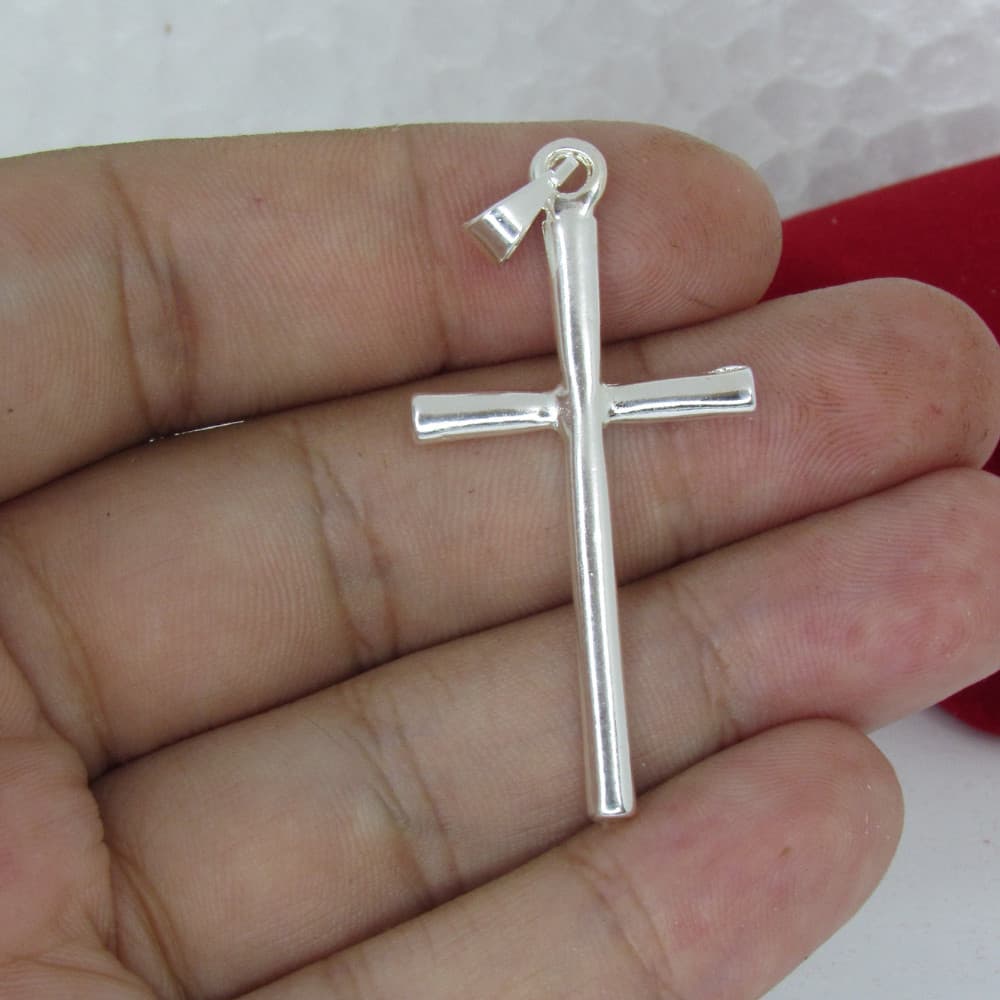 Pingente Cruz Prata aço Crucifixo Masculino