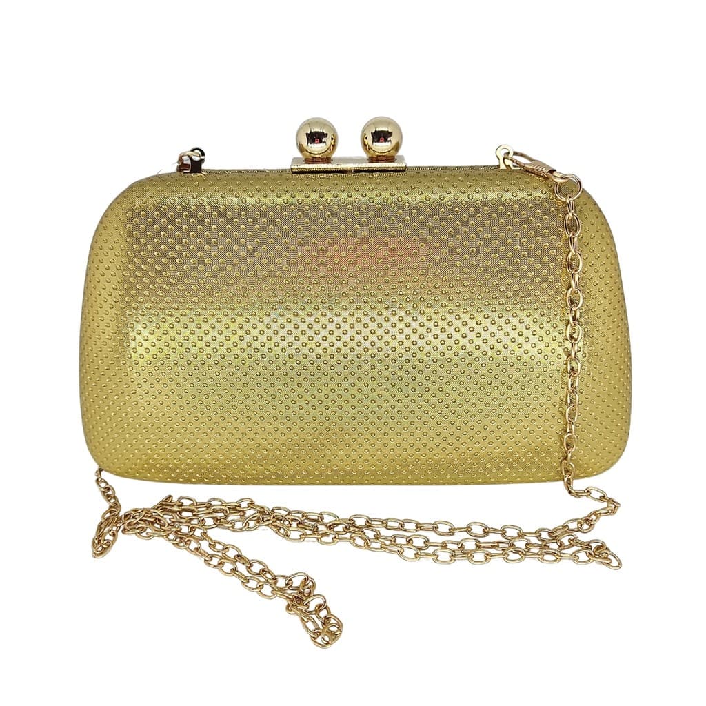Bolsa de festa clutch dourada e champanhe brilhosa luxo