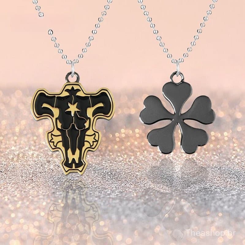 Colar Anime Preto Clover Pingente Cinco Folhas Asta Black Bull Signal Charmoso Jóias De Clavícula
