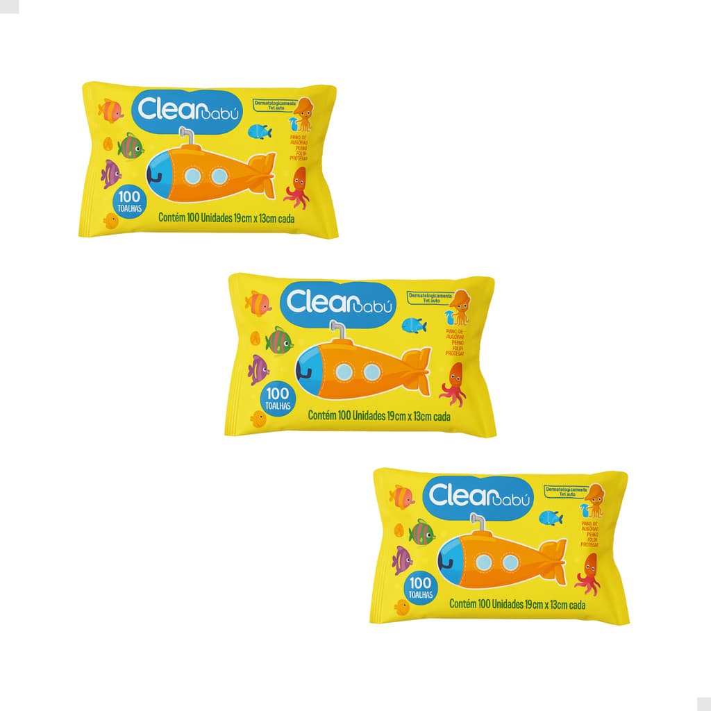 Kit Lenço Umedecido Clean Baby 3 Pacotes
