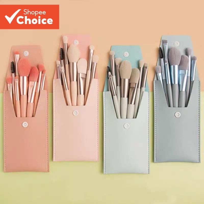 Conjunto De Pincéis De Maquiagem De 8 Peças , Base , Sombra , Blush , Ferramenta Beleza , Portátil , Cor Aleatória