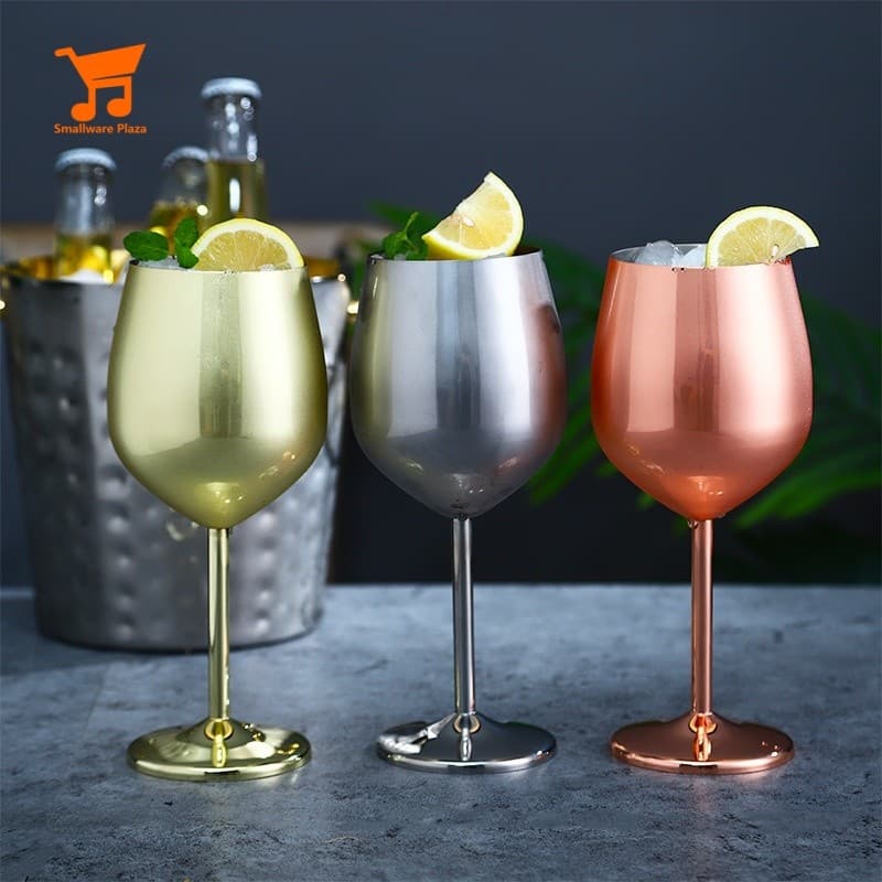 500ml 304 Taça De Vinho De Aço Inoxidável Inquebrável Metal Stemless Copo Ouro Prata Rosa Cocktail Para Bar Festa Casa