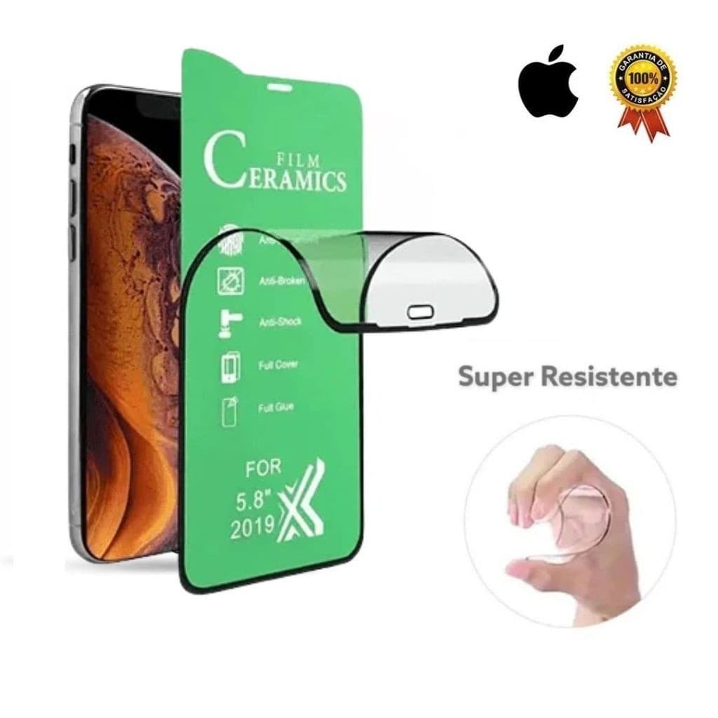 Película 3D 9D Cerâmica Gel HidroGel Flexível Para Todos Modelos IPhone + Kit Limpeza
