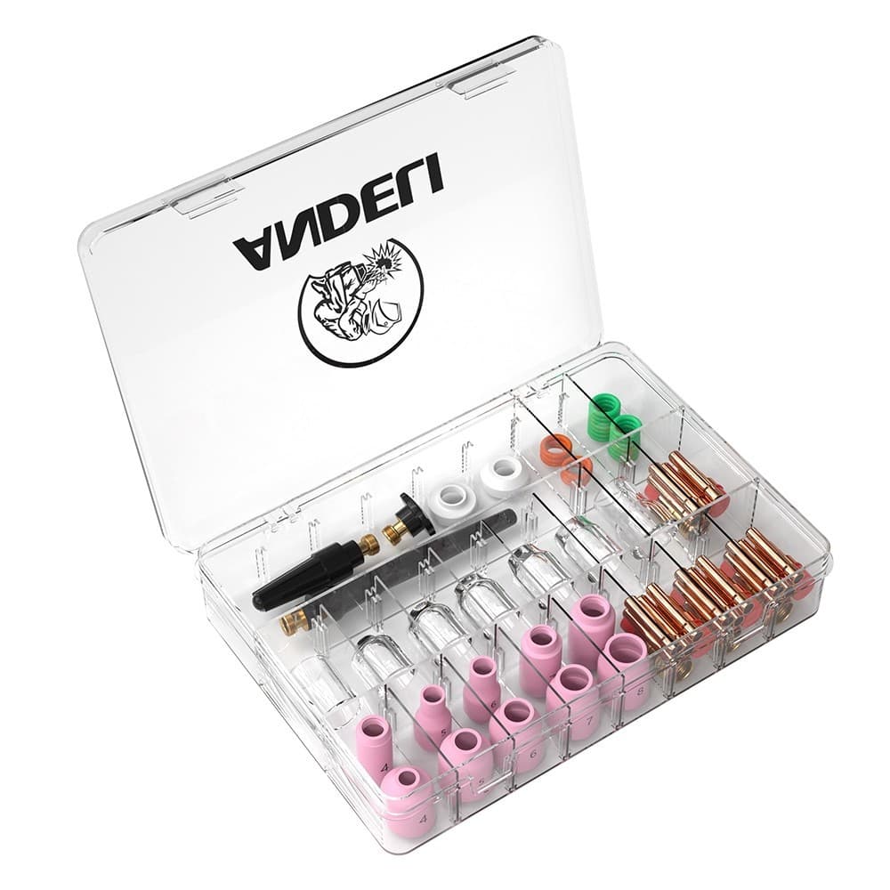 ANDELI Kit-68 Pçs Acessórios Tig Gás Lens Bocal Difusor Isolador Pinça Para Tocha Tig Wp-17/18/26