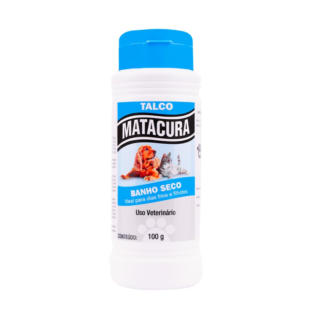 Talco Pet Banho Seco Cães e Gatos Matacura 100g