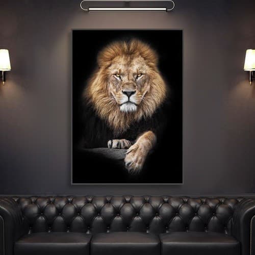 Quadro Decorativo Leão Selvagem Moderno Premium 20x30