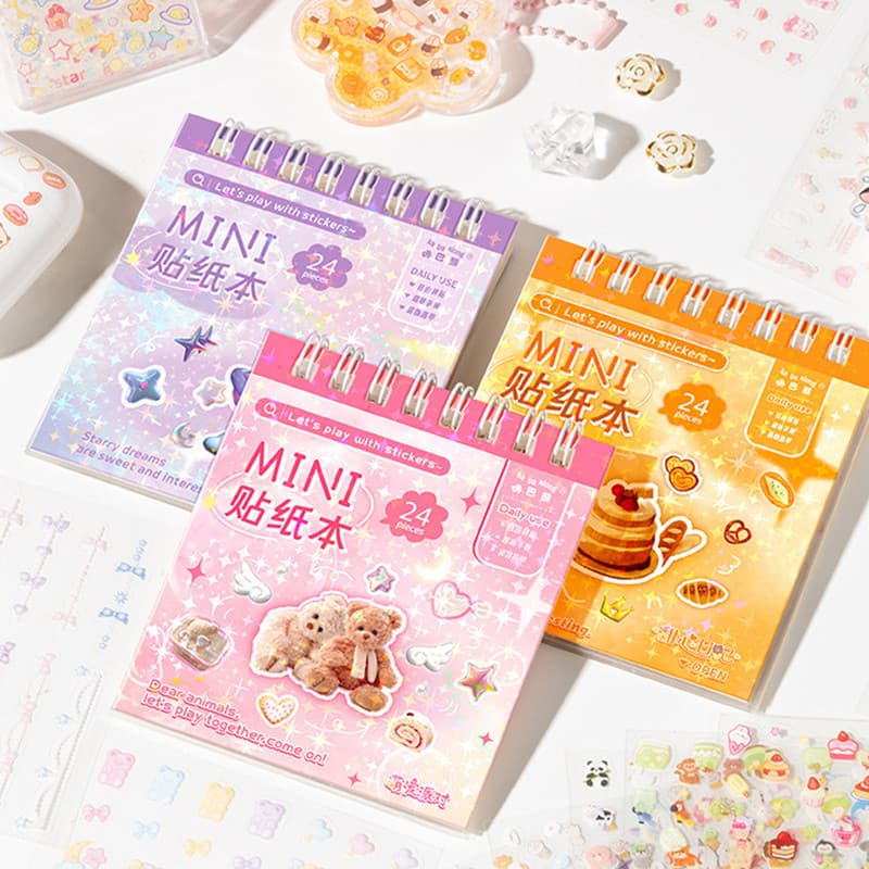 24 Folhas Reservadas Mini Adesivos Livro Scrapbook Deco DIY