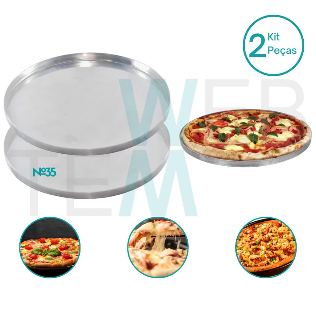 Kit 2 Formas de Pizza nº 35 de Alumínio Sustentável para Pizzas Crocantes