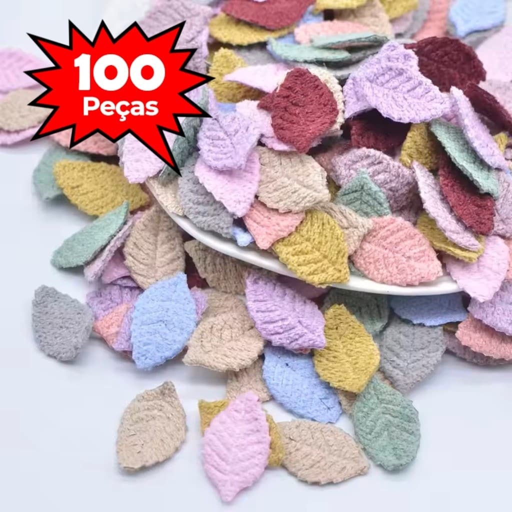 100 Aplique Folhas Laços Roupa Artesanato Colorido Tecido Tiaras Patches Bordados De Poliéster Lã