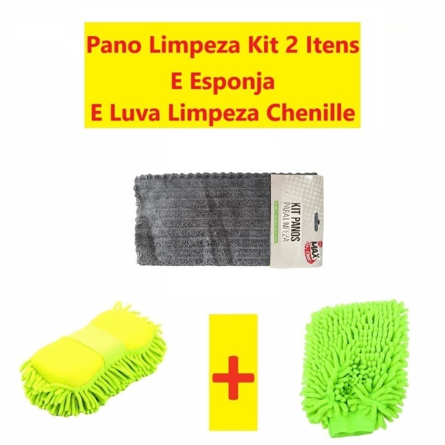 Conjunto Microfibra De Poliéster De Esponja Com Pegador E Pano De Limpeza E Luva Lavagem Automotiva