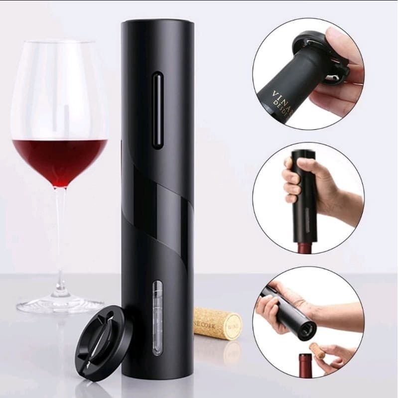 Abridor De Vinho Garrafa Automático Saca Rolha Corta Lacre Elétrico A Pilha