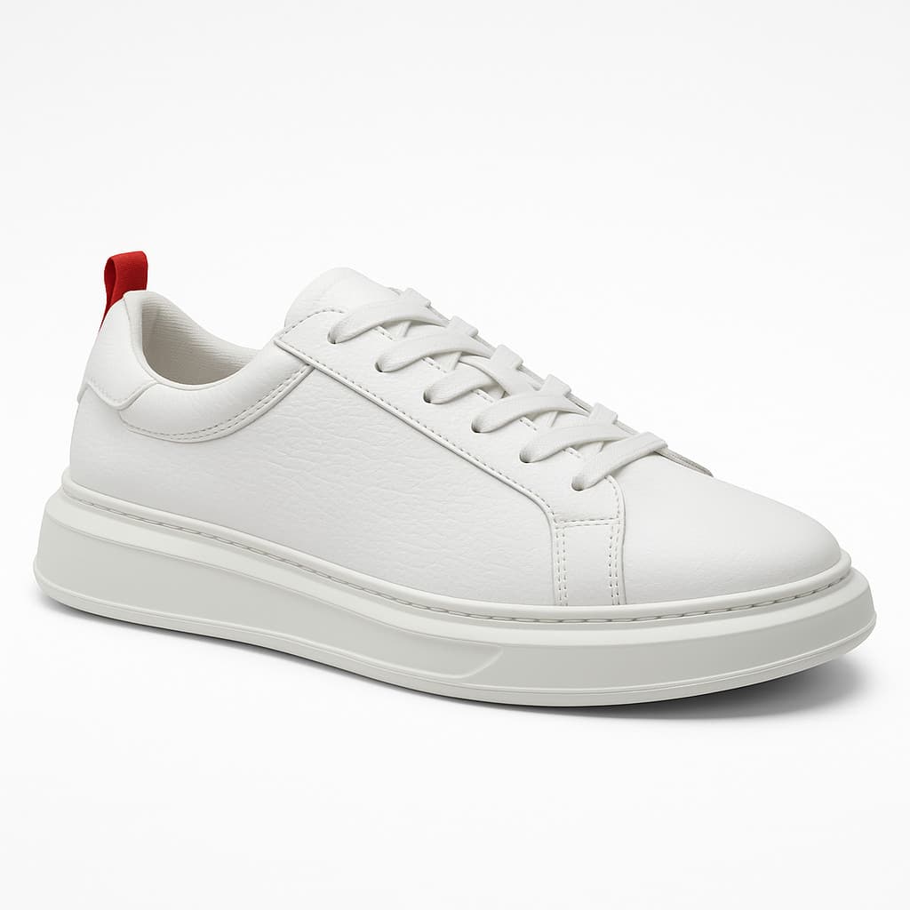 Tênis Casual Detuli Couro Branco com Vermelho - Confortável e Estiloso