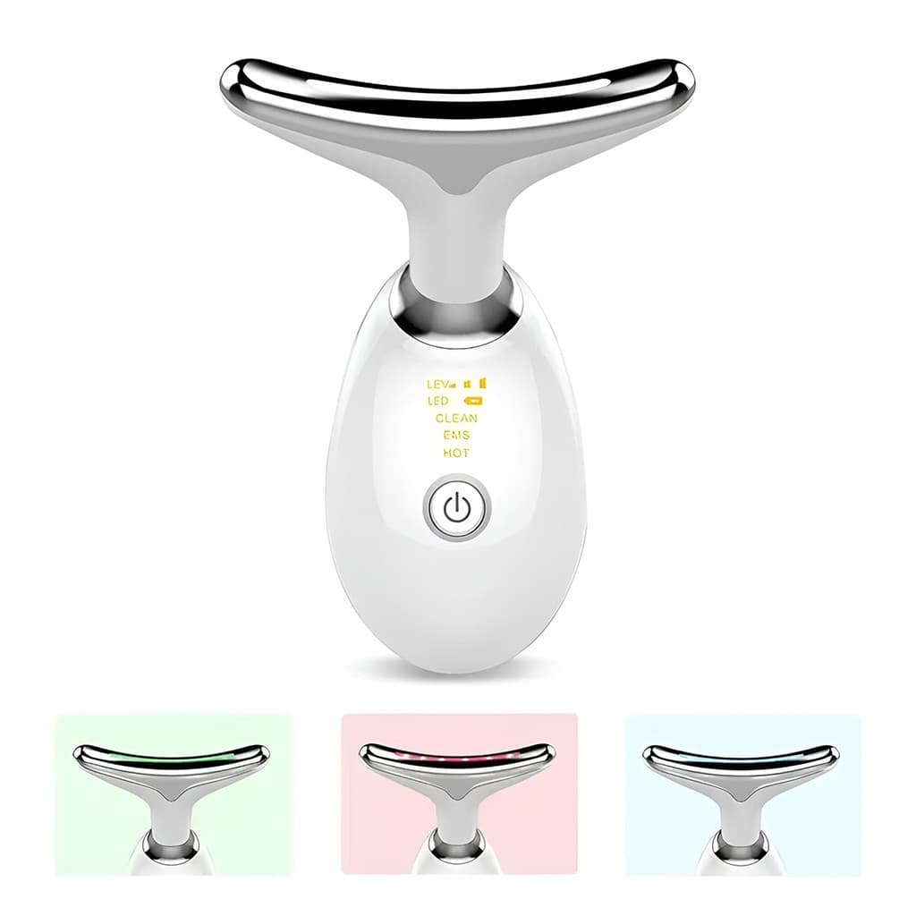 Massageador Facial Elétrico Pescoço Face Firmeza USB Cor:Branco