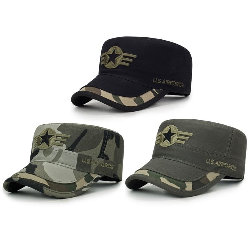 Boné de Camuflagem para Exterior, Bonés de Sol, Boné Masculino Unissex, Boné de Topo Plano, Bonés de Beisebol Snapback d