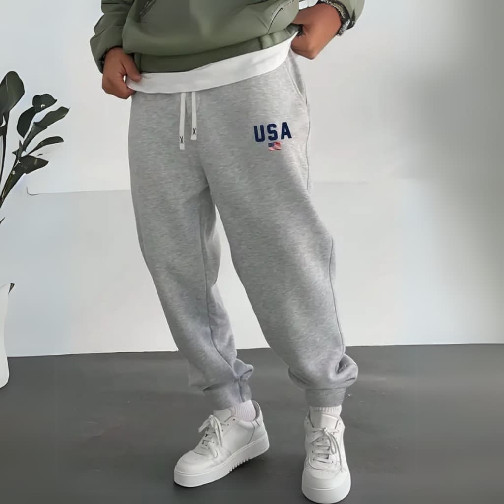 Calça Moletom Jogger USA Conforto Look Casual ao Streetwear Street Inverno Moda Gringa Forrada