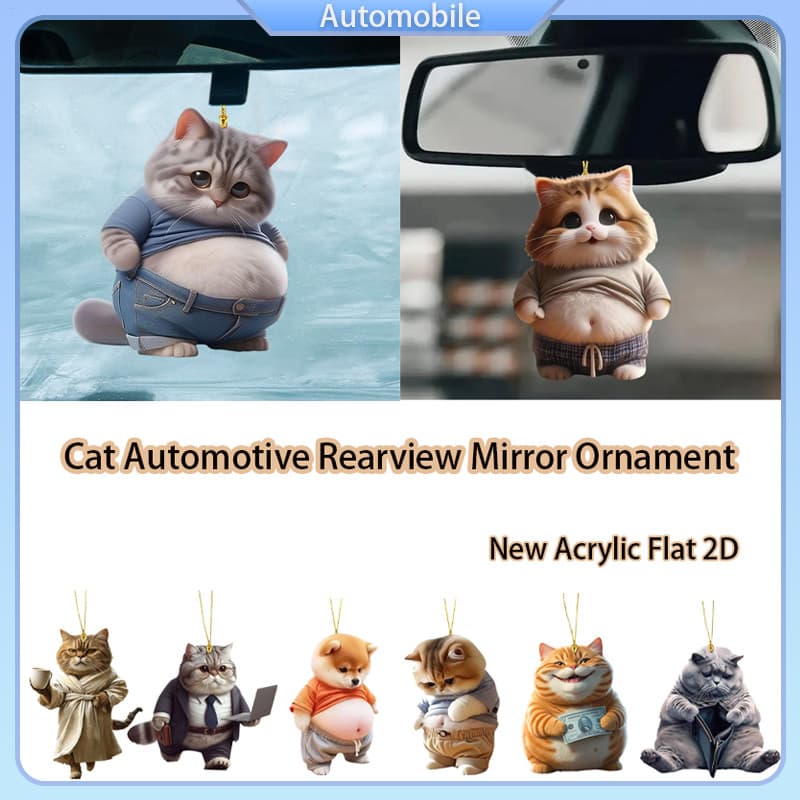 Gato Gordo Charme Do Carro Automotivo Espelho Retrovisor Ornamento Engraçado Animal Para Auto Interior