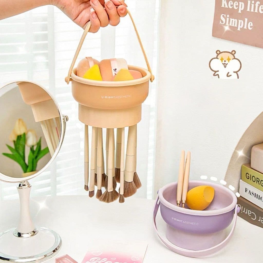 limpadora de pincel maquiagem porta pincel silicone multifuncional