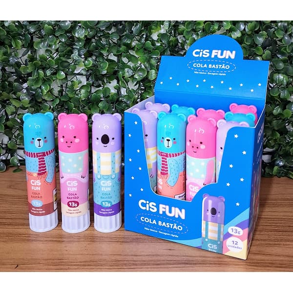 Cola Bastão CIS Fun Kit com 3 Unidades - Urso Porco e Coala