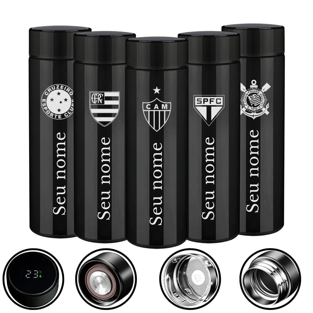 Garrafa térmica a Digital Personalizada Todas as Time + Nome  + Nome 500 ML Inox