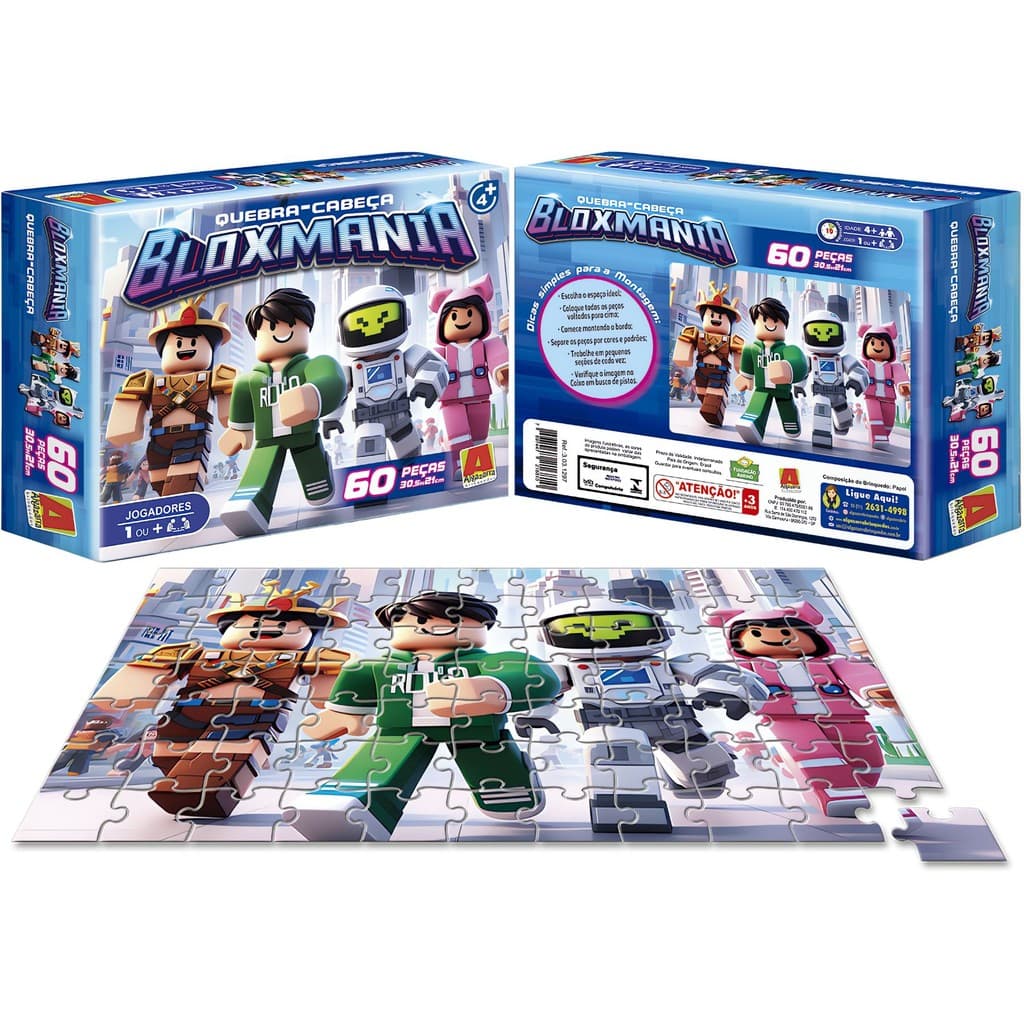 Quebra Cabeça Bloxmania 60 Peças Didático Roblox Puzzle
