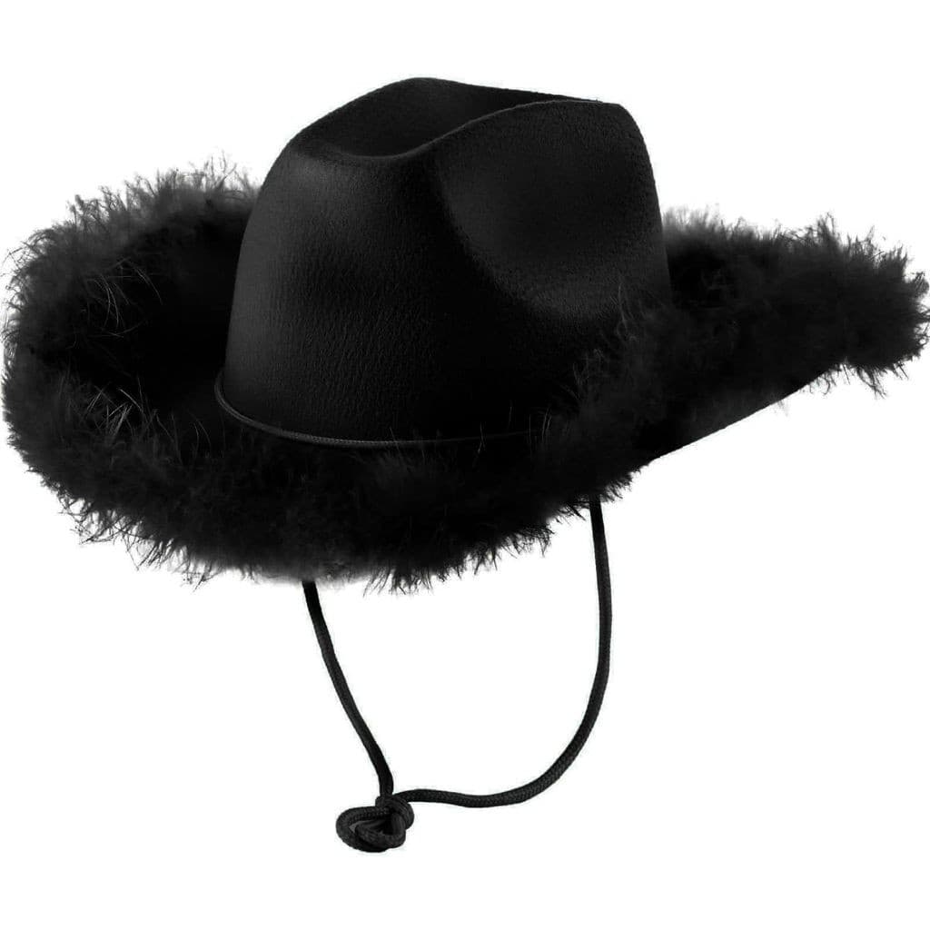 Chapéu de Cowboy Preto com Plumas