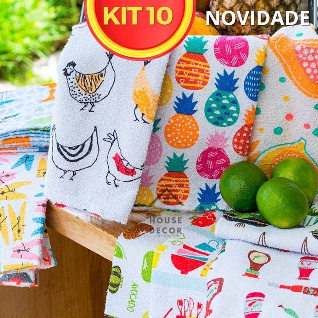 10 Peças Novo Pano De Prato Atoalhado Felpudo Atacado
