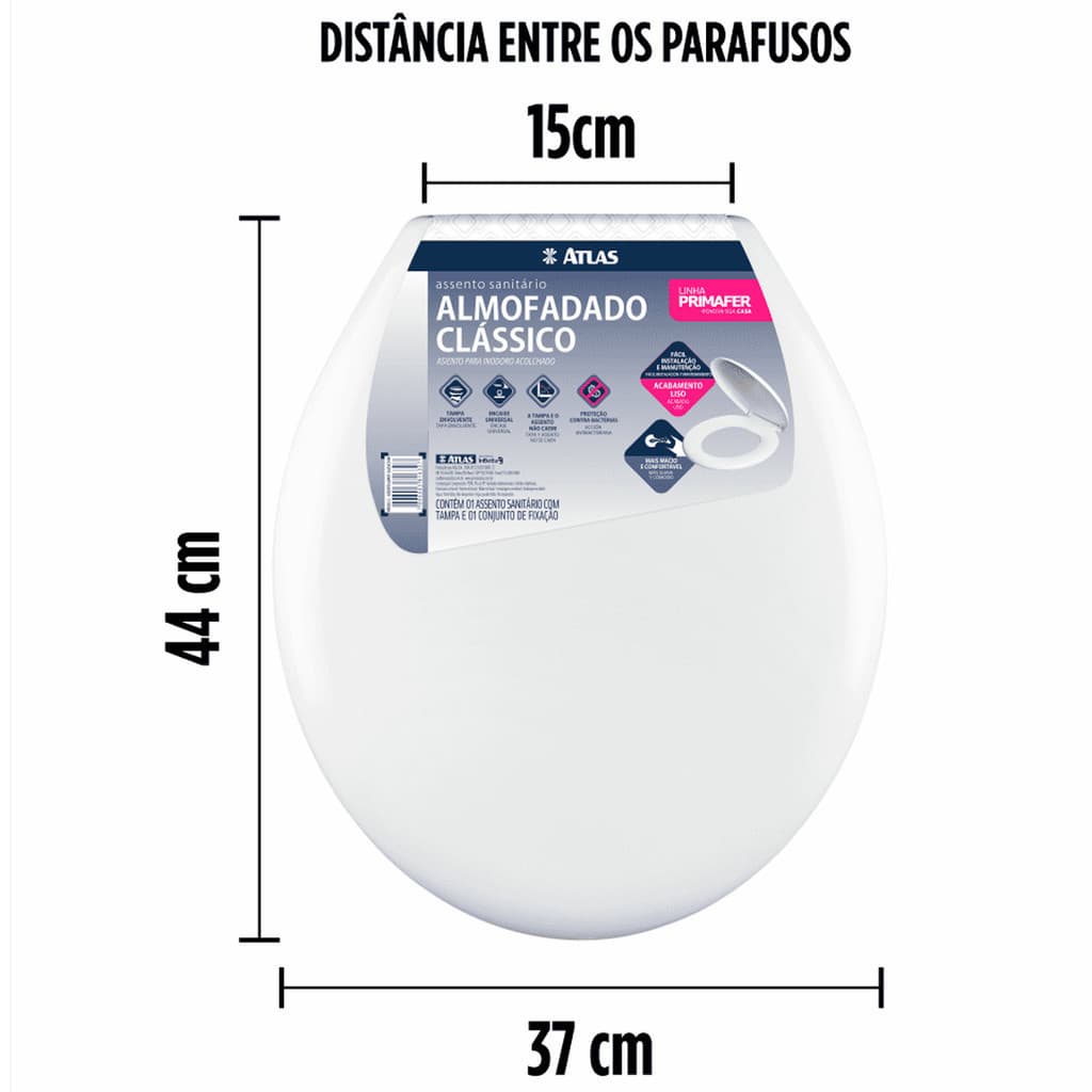 Assento Sanitário Almofadado Atlas Qualidade Oval Clássico Original Tampa Vaso Deca Celite  Universal