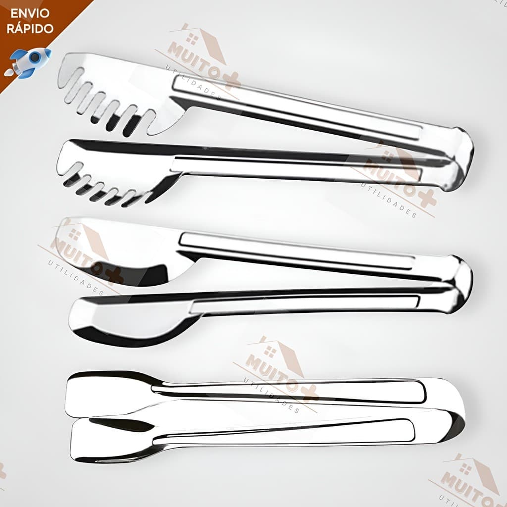 Kit Cozinha 3 peças Pegador Universal, Massa e Gelo Aço Inox
