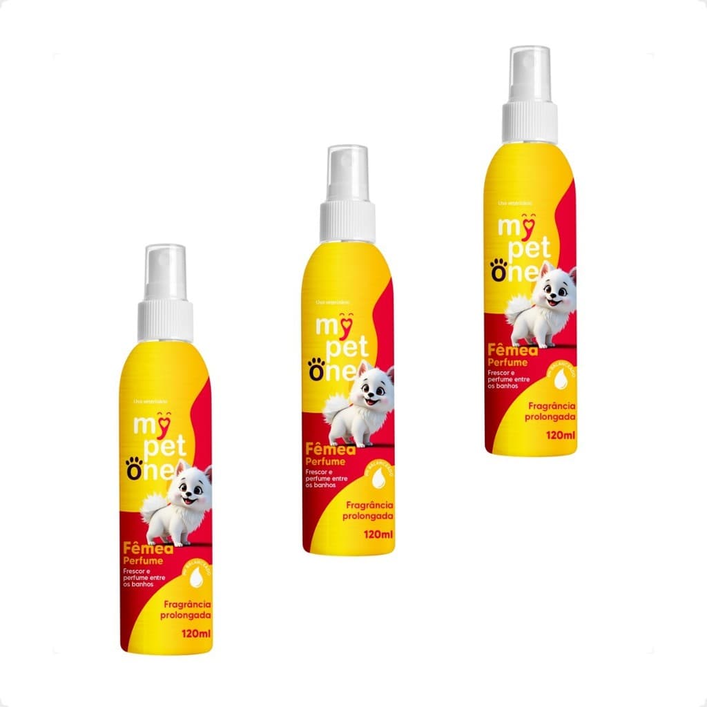 Kit 3 Perfume Fêmea para Cães e Gatos Mypetone - 120mL