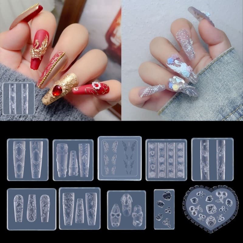 Molde De Silicone DIY Para Unhas Acrílicas XY Com Designs De Rosas Decoração De 3D