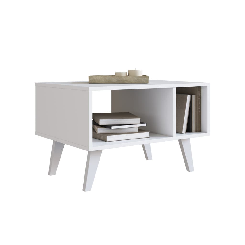 Mesa de Centro com Pés Retrô Branco B60 Emovell