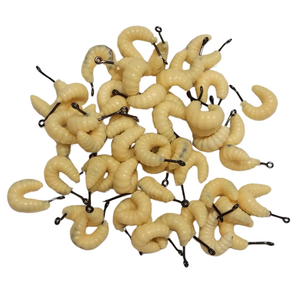 Kit 10 Isca Artificial Larva Bichinho da Laranja, Aromatizado e Com Anzol Para tilápia