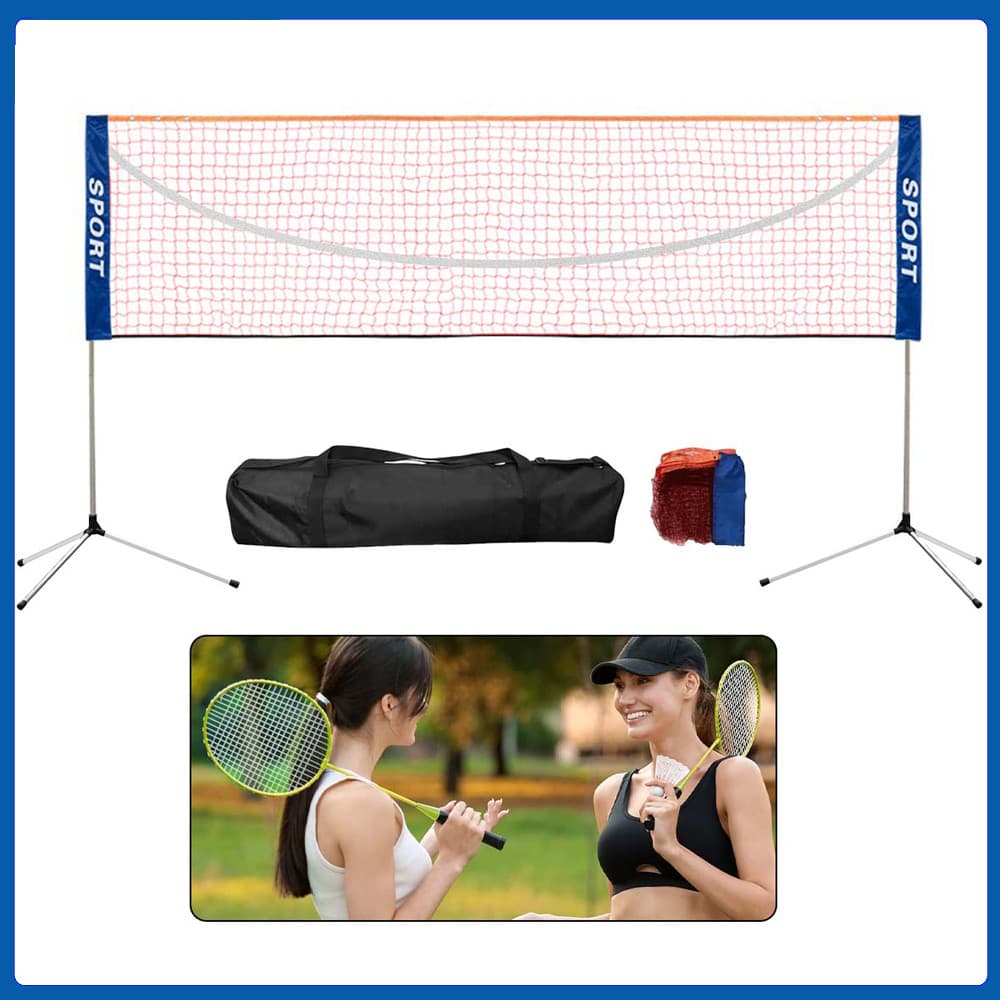 ajustável Kit Rede Badminton para Volei de Praia com Poste e Varão Rede