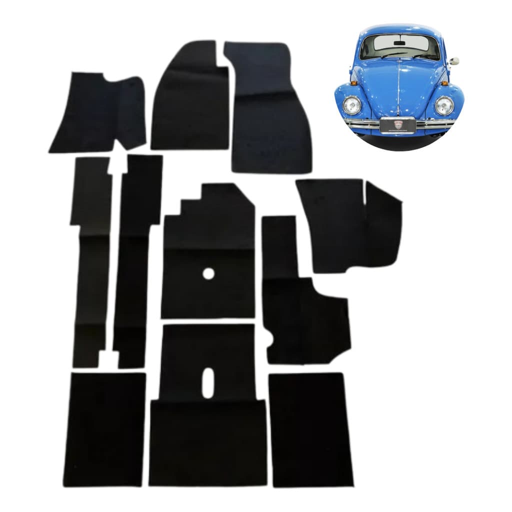 Forração Assoalho Fusca Preto Carpete Completo 11 Peças Jogo