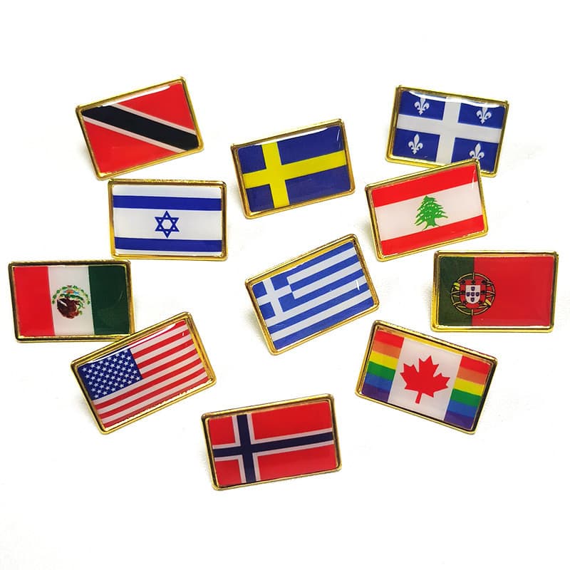 Distintivo Comemorativo De Broche De Metal Quadrado Com Bandeira Mundial