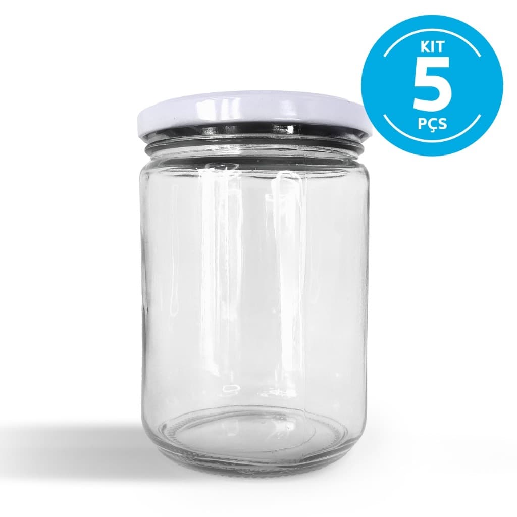 5 Pote De Vidro Conserva Para Saladas E Bolo 500 ml Geleia