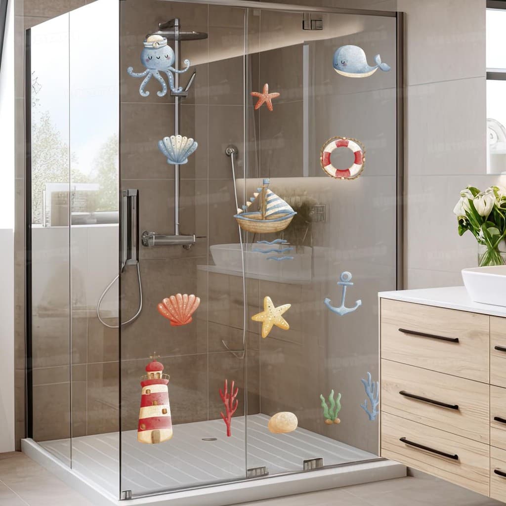 Adesivo Fundo do Mar Infantil Lavável Seguro Criativo para Quarto Bebê Piscina Banheiro Área Kids