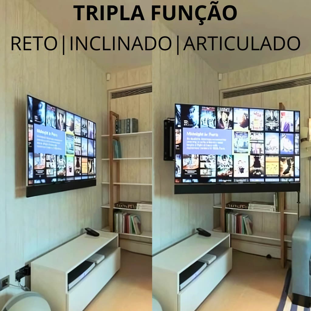 Suporte de TV Tri-Articulado 10 a 60 LED LCD 4K Smart TV Plasma 3D Universal Parede Painel cor Preto