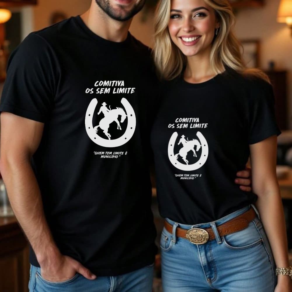 Camiseta Blusa Adulto Casal Country Estampa Comitiva Os Sem Limite Agrogirl Agroboy Cowboy Namorados