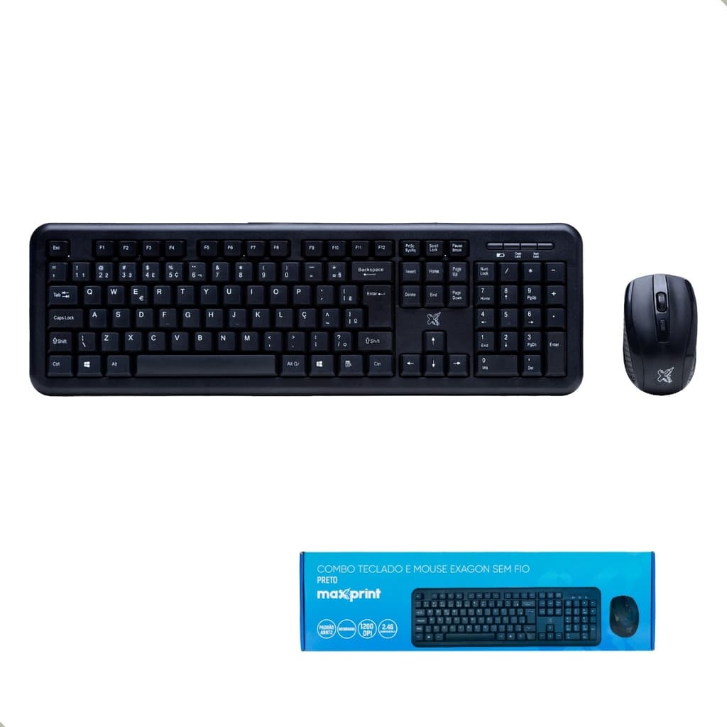 Teclado E Mouse Sem Fio Wireless Usb 2.0 Abnt2 Preto - kit Combo teclado e mouse