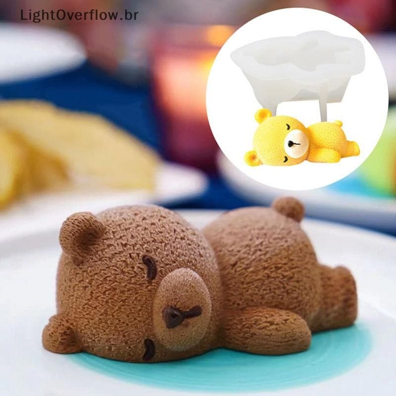 [LightOverflow] Bonito 3D Urso Dormindo Mousse Bolo Moldes Sorvete Molde De Silicone Cupcake Topper Decorar DIY Acessóri