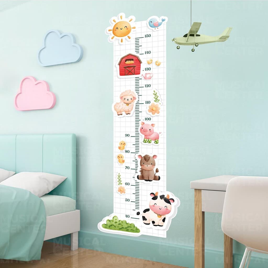 Adesivos Decorativos Régua Fazendinha Infantil Lavável Seguro Fácil Aplicação Decoração Criativa Quarto Bebê Kids