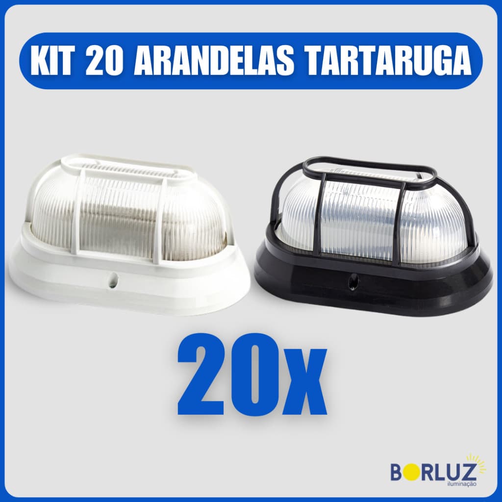 Kit 20 Luminárias de Parede Arandela Tartaruga Com Grade Bivolt E27 Área Externa e Interna 110v 220v