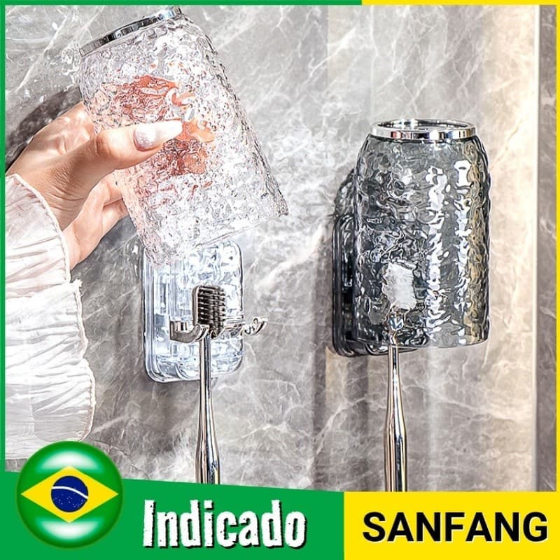 Rack Acrílico De Escova De Dentes Porta Copos Para Enxaguante Bucal Do Banheiro Sem Furo Luxo