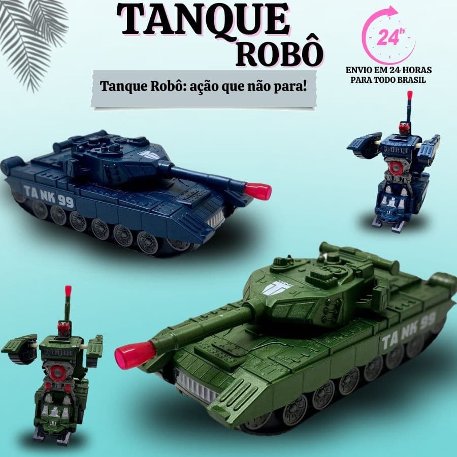 Brinquedo Carrinho Carro Tank Tanque Vira Robô Caminhão Bate E Volta Com Projeção Luz E Sons