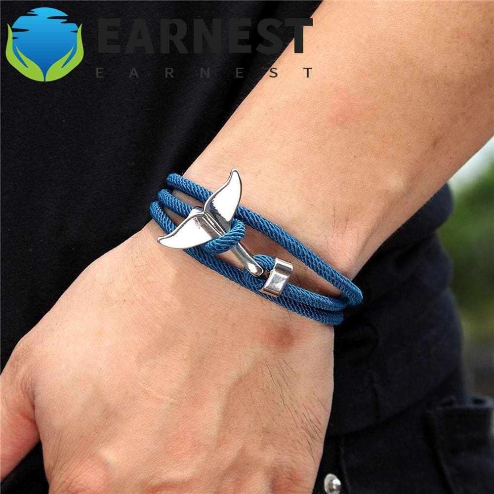 EARNEST Pulseira Masculina Moda Simples Baleia Cauda Liga Casal Oceano Série Aniversário Trançado Corda