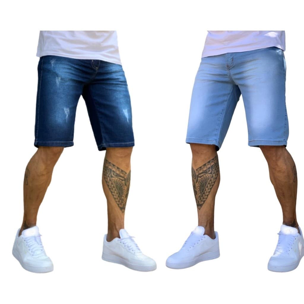 Kit 2 Bermudas Lisas Jeans Original Moda Masculina De Alta Qualidade Linha Pemium