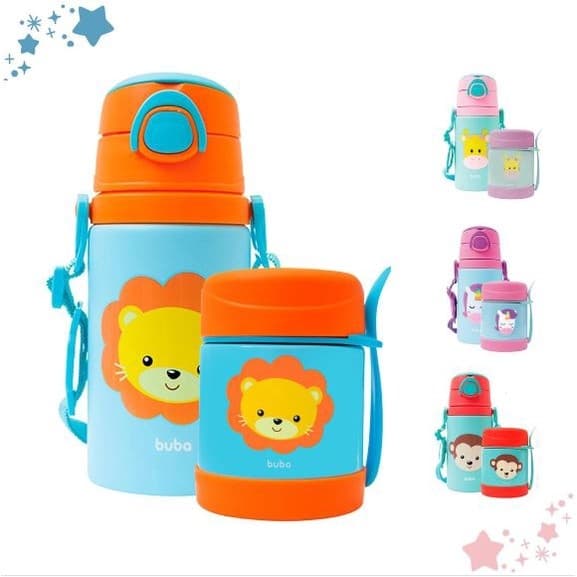 Kit Animal Fun Garrafa e Pote Térmico Buba