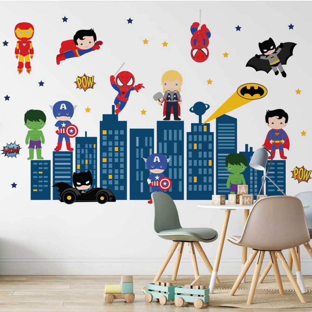 Adesivos Grandes De Parede Super Herois Baby